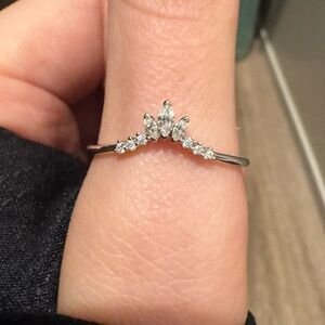 Vintage moissanite stackable wedding band white gold band